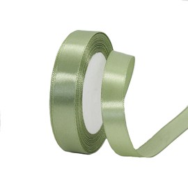 15mm Sage Green Satin Ribbon 22M ，Fabric Hair String Ribbon for Craft, Flower Bouquets, Gift Wrapping, Wedding, Bow Making and Valentines Christmas Decoration