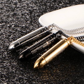 LiFashion LF Mens Stainless Steel Bible Verse Cross Cremation Urn Bullet Pendant Scripture Ash Keepsake Necklace Christian Jewelry for Boyfriend Husband Dad Family Memorial, Stainless Steel