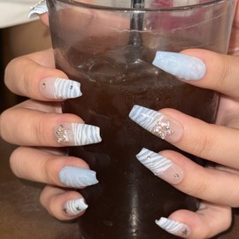 Icy Baby Handmade Nail Tips - Coffin Egg / 아이시 베이비 수제네일팁 - 코핀에그
