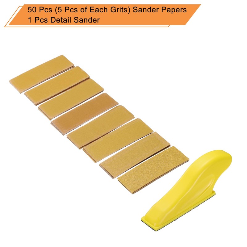 sourcing map 40pcs Detail Sander Paper Kit 80/120/180/240/320/400/600/800 Grits 3.5"
