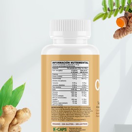 BE NAT | CURCUMINA Y PIPERINA | Extracto estandarizados al 95% | 120 cápsulas Veganas | Adicionadas con Raiz de Curcuma,Boswellia, Jengibre y Vitamina C | Ingredientes 100% Naturales | CURCUMART | Suplemento Alimenticio Premium de Máxima Absorción.