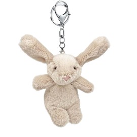 ADORNEST Cute Bunny Plush Keychain for Woman Cute Stuff,Mini Rabbit Keychains for Backpack Purse Charm Chain Pendant Gift, Beige, Small
