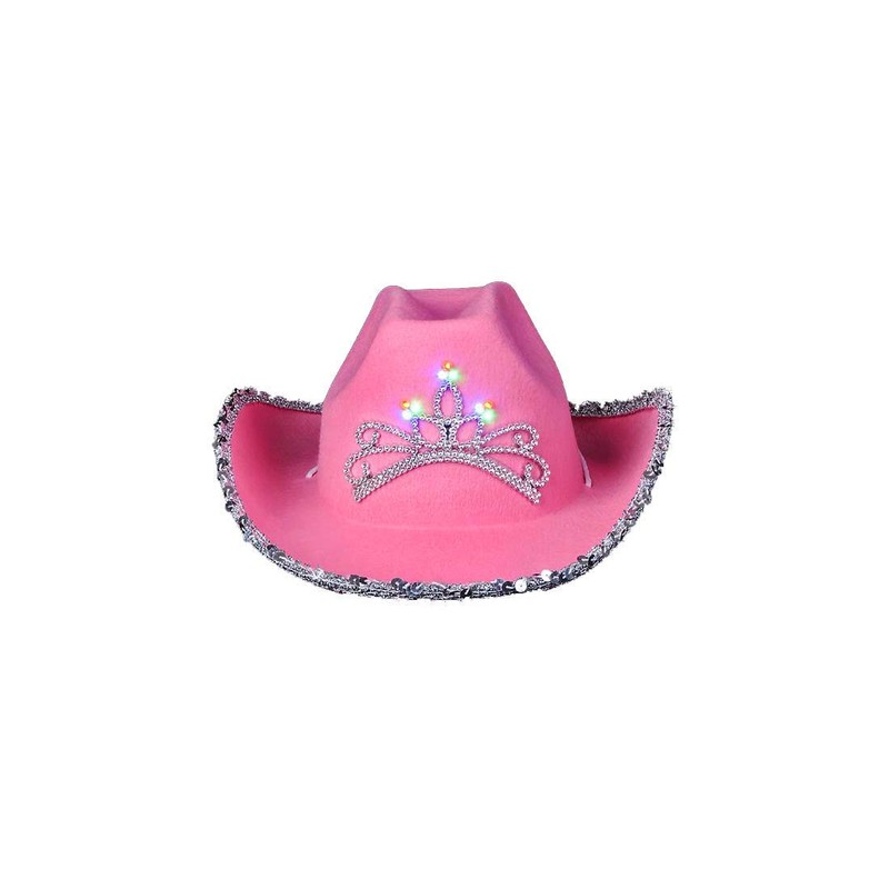 Rhode Island Novelty Child Pink Cowboy Hat with Blinking Tiara