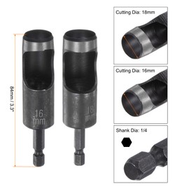 HARFINGTON 4pcs 16mm,18mm Leather Hollow Hole Punch 1/4" Hex Shank for Drills, Belt Hole Punch Punching Cutter Tool for Thick Fabrics Leathercraft Working