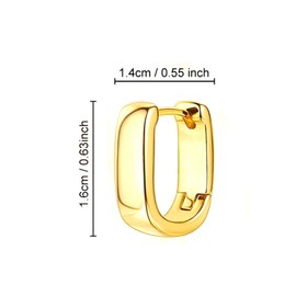 Zestjewel 1 pair Gold Hoops Earrings for Women, Small Huggie Hoop Hypoallergenic Small Thick Earring Square Hoop Earring Oval Wide Hoops Earrings Trendy Jewelry Gifts for Women Girls