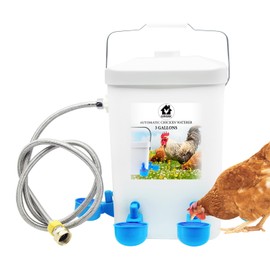 GIFANK Automatic Chicken Waterer Float Controlled, 3 Gallons Poultry Waterer Dispenser with Hose Attachment, Poultry Automatic Drinking Accessories for Chicks, Duck, Goose, Turkey