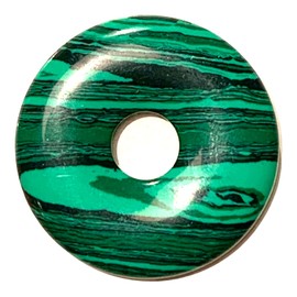 Steinfixx® - Premium Necklace with Malachite Glass Donut with Silver Pendant and 80 cm Leather Cord | Healing Stone | Gemstone | Chakra Stone, Crystal Gemstone Crystal gemstone malachite glass,