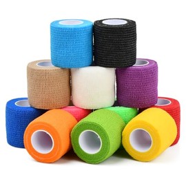 12 Rollos Vendaje Deportivo Autoadhesivo, Cinta Cohesiva Elástica de 5cm x 4.5m, Venda Cohesiva que se Adhiere a Sí Misma sin Necesidad de Alfileres, 