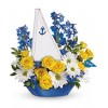 Teleflora Flower Vase Blue Ceramic Captain Boat Teleflora 4 Dad