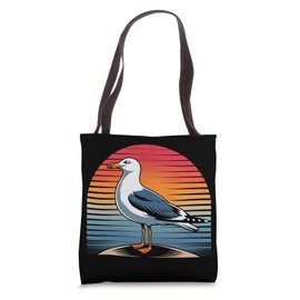 Seagull Retro Sunset Ocean View Graphic Seagull Tote Bag