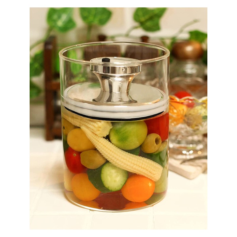 Airtight Glass Canister Storage Container Air Reducer Slim Medium 900cc