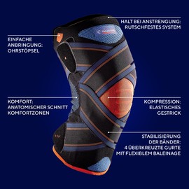 Novelastic Knee Strap Thuasne Sport - Black/Blue/Orange - Size XXL
