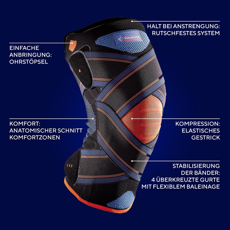 Novelastic Knee Strap Thuasne Sport - Black/Blue/Orange - Size XXL
