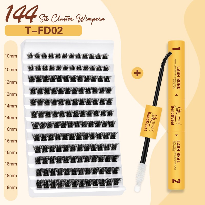 QUEWEL Eyelash Clusters, Mixed Length, Natural Look, False Eyelashes, Durable