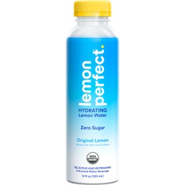 Lemon Perfect Original Lemon, Hydrating Flavored Lemon Water, Zero Sugar, Delicious and Refreshing, Organic, 12 fl oz Bottles (12-Pack)