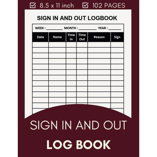 Sign In and Out Log Book: Visitors Register For Business,