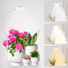 Grow Light for Indoor Plants,Full Spectrum Pot Clip LED Plant Growth Light with Auto On/Off Timer 3/9/12H,Plant Lamp with 360°Rotatable Gooseneck, 10 Dimmable Brightness, Ideal for Small Indoor Plants