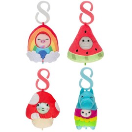 Squishville by Original Squishmallows Style & Play Clips - 4 Pack Mystery Bundle - Clip-On and Link Together - 12 Possibilities Chosen at Random