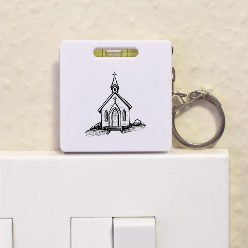 Azeeda 'Small Chapel' Keyring Tape Measure/Spirit Level Tool (KM00038386)