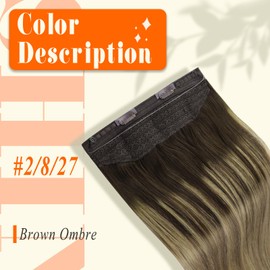Full Shine Invisible Wire Hair Extensions Balayage Hair Extensions Clip ins Color Brown To Ash Brown Mix Blonde Wire Hair Extensions with Removable Clips Hair Extensions Clip ins 16 Inch 80G
