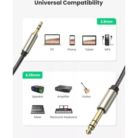 Aux Converter 3 Metres TRS Stereo Audio Mini Jack cable Adapter Cable 3.5 Male TRS to 6.35 Female Audio Aux Converter Cable 3.5mm Male to 6.35mm Female