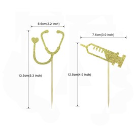 Morndew 24 PCS Doctor Nurse Stethoscope Injector Cupcake Toppers for Hospital Theme Party Graduation Party Birthday Party Decorations