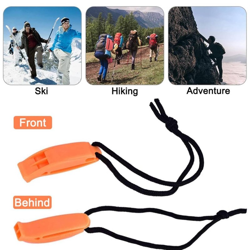 2 Pcs Emergency Whistles with Reflective Safety Lanyard for Hiking