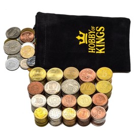 Board Game Coin Set - 64 Coins- 200 Points Total - Real Circulated Tokens - Gamified Value System - 1, 2, 5, 10 Denominations