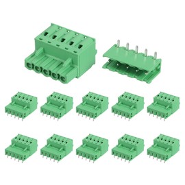sourcing map 10 Set 5-Pin 5.08mm/0.2" Pitch PCB Mount Screw Terminal Block Connectors No Soldering 2EDGKD Male & Female Connectors Plug for 28-10AWG