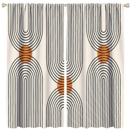 Nanacur Boho Mid Century Decor Window Curtains, Minimalist Abstract Arch Simple Sun Modern Window Drapes, for Living Room Bedroom 21(W)*45(L) 2 Panels (Decorative)