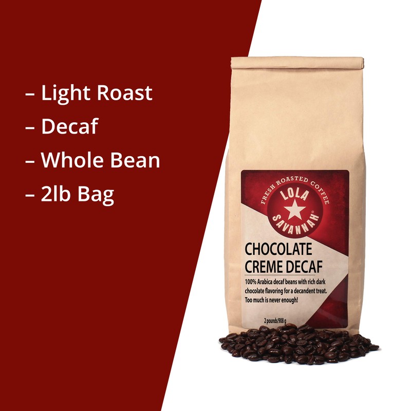 Lola Savannah Chocolate Creme Whole Bean Decaf Coffee, 2lb