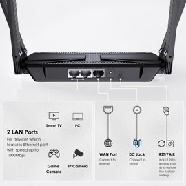 WAVLINK Wi-Fi 6 AX3000 Dual Band Extendable WiFi Router, 3000 Mbps Wireless Router for Gaming, 5 Antennas, Everything Mesh & AP Mode, 2 Gigabit LAN Port, WiFi+Mesh, WPA3, MU-MIMO+OFDMA