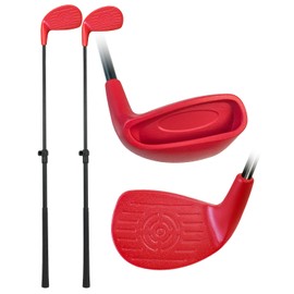 KOFULL Golf Clubs with Extendable Shaft – Backyard Outdoor Golf Club with Oversize Club Head for Golf Game with Buckets – Length Adjustable for Family – 2 Packs Right-Handed Training 21"-35", Red