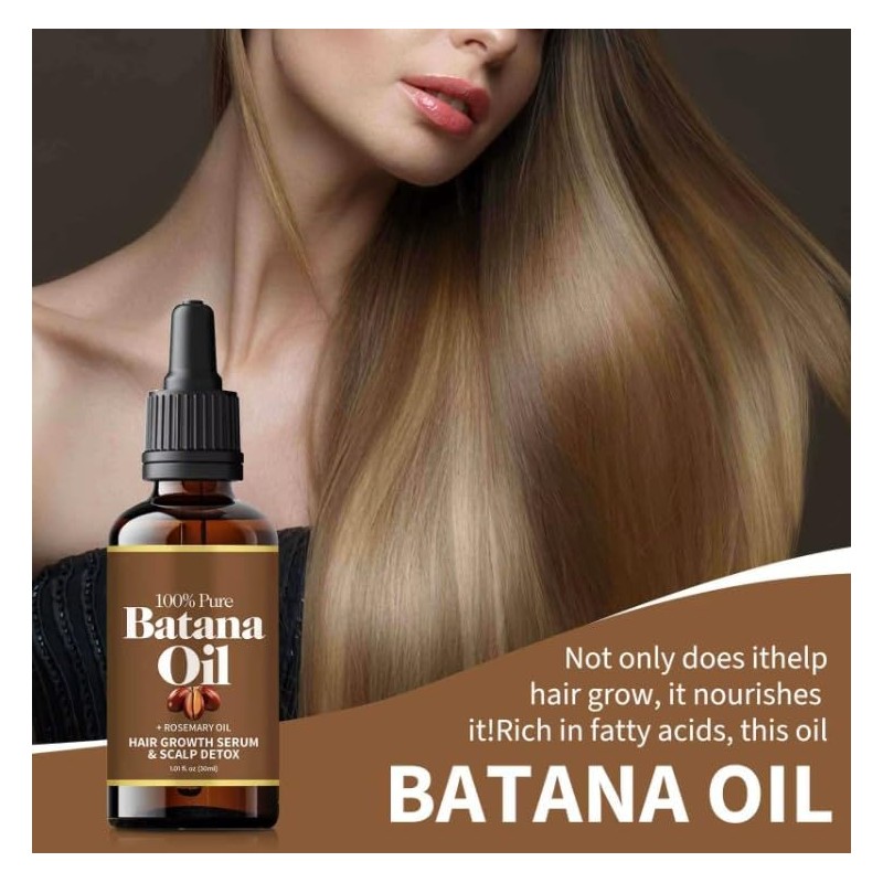 Batana Oil Hair Growth Serum with Rosemary, Scalp Detox Treatment,
