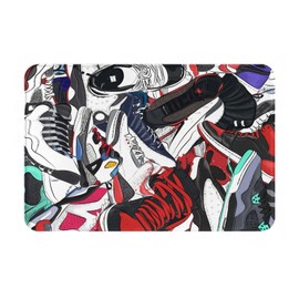 Sneakers Area Rug Cool Basketball Shoes Carpet Modern Design Popular Sport Shoes Rug Polyester Floor Mat Indoor Outdoor Decorative Rug for Living Room Playroom Bedroom Dorm Entrance 16" x 24"