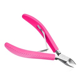 Criyar Rose-Color 1PC Fine Edge Cuticle Trimmer & Nippers, Nail Clippers Silicone Handle Carbon Steel Nail Tools for Precise Removal, Durable Washable Cuticle Cutter & Remover