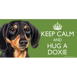 KEEP CALM AND HUG A DOXIE CUTE Full Color Car Fridge Dog Magnet 4x8 Waterproof