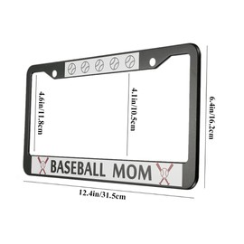 oFloral Baseball Mom Aluminum Alloy License Plate Frame Black Red Baseball and Bat Applicable to US Standard Car Metal Car Tag Frame Funny Front License Plate Holder for Women Men(1 Pack)