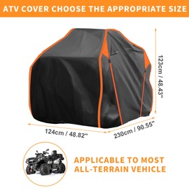 X AUTOHAUX ATV Cover for Can-am OUTLANDER XT 700/X MR 700Waterproof 4 Wheelers Quad Cover Outdoor Sun Rain Storage Protection 210D-PU Black 230x124x123cm/90.6x48.8x48.4in