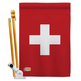 Switzerland House Flag Set Regional Nationality Nation International World Country Particular Area Small Decorative Gift Yard Banner Double-Sided Made In USA 28 X 40