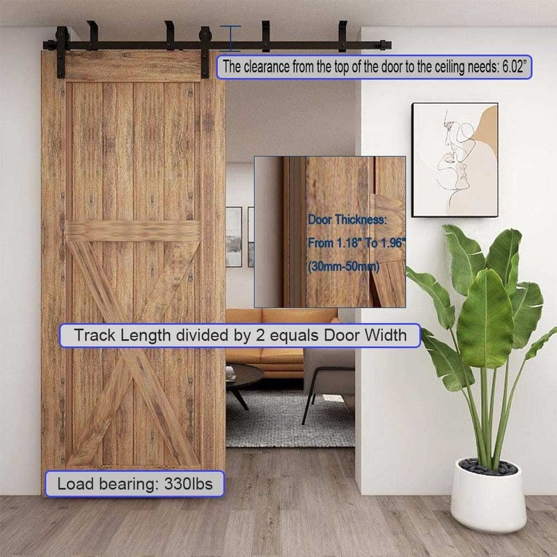 CCJH 6.6FT Ceiling Mount Bracket Sliding Barn Door Hardware Kit