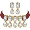 Aheli Crystal Pearl Collar de gargantilla nupcial étnica con aretes