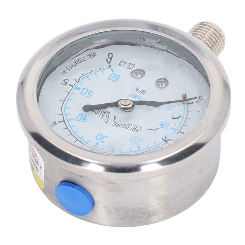 Pressure Gauge Stainless Steel Vibration Resistant Oil Manometer 1/4in NPT