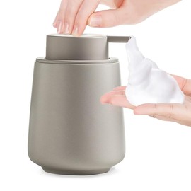 Elegant Foaming Soap Dispenser, Matte Ceramic Bottle, Chic Colors for Home Décor(Oatmeal)