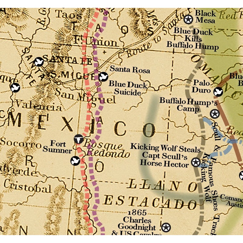 1881 Lonesome Dove/Comanche Moon Wars & Great Cattle Trails Map