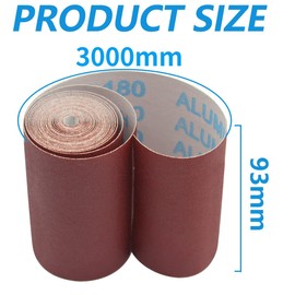 SenmaiTools Sandpaper Roll，grit P100 93 mm x 3 m，Sandpaper For Sanding Walls and Woodwork - Coarse Sand Paper 100 grit