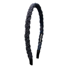 Alpenflüstern Costume Headband Beads Braided Look – Women's Hair Accessories Braided Hair Band Non-Slip for Dirndl (in Traditional Colours) ADV138 (Blue/Grey)