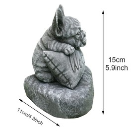 EKDJKK - Estatua de resina de bulldog, escultura de animal de bulldog francés, decoración de jardín, porche, césped, estatua de bienvenida para interiores y exteriores, hogar, oficina, césped, patio