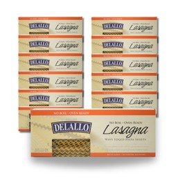 DeLallo No-Boil Lasagna Sheets, 13.2oz Box, Oven Ready, Made with Durum Wheat Semolina Flour, Non-GMO, (12 Pack)