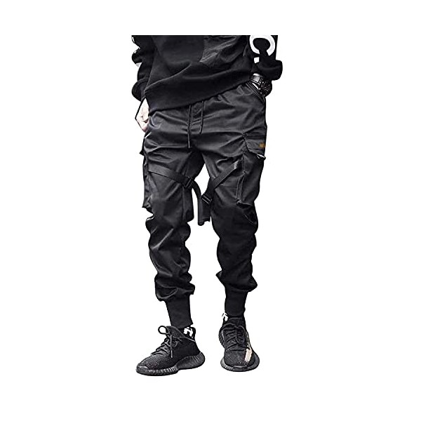 Aelfric Eden Mens Joggers Pants Long Multi-Pockets Outdoor Fashion Casual Jogging Cool Pant with Drawstring (Black, XL)